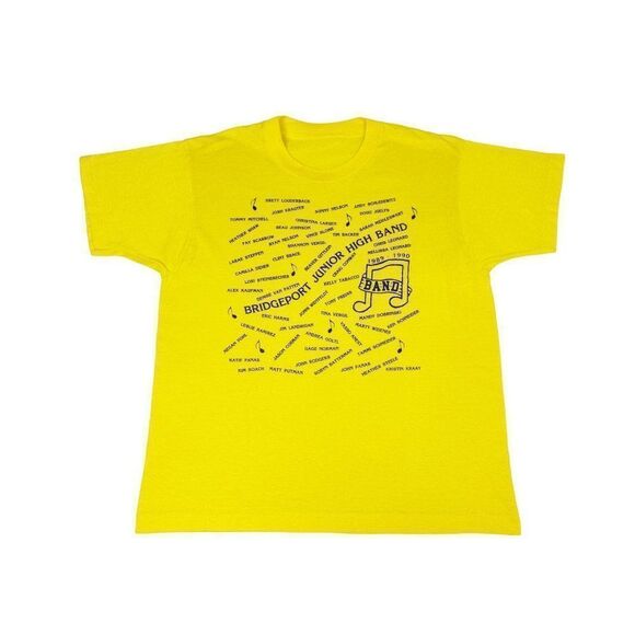 Vintage 1990 Bridgeport Jr High Band T-Shirt Yellow Music Single Stitch - Picture 1 of 8